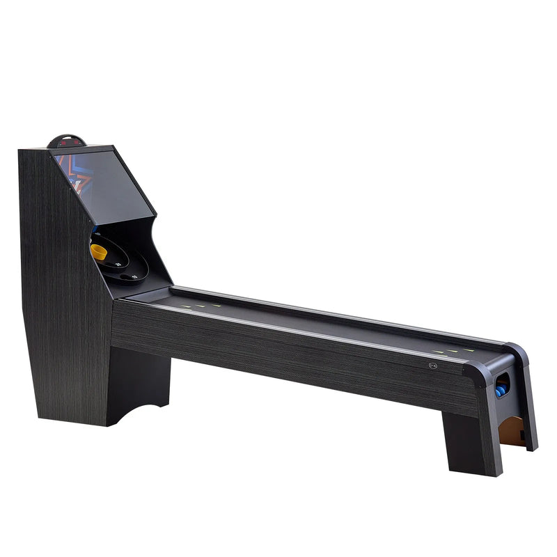 VEVOR klasiskā Roll and Score arkādes spēļu galda iekārta, 274 cm, iekštelpu skeeball spēļu galds ar LED elektronisko rezultātu skaitītāju, skaņu un automātisku bumbiņu atgriešanu, piemērots pieaugušajiem un bērniem, 4 bumbiņas komplektā - ZEMLETES.LV