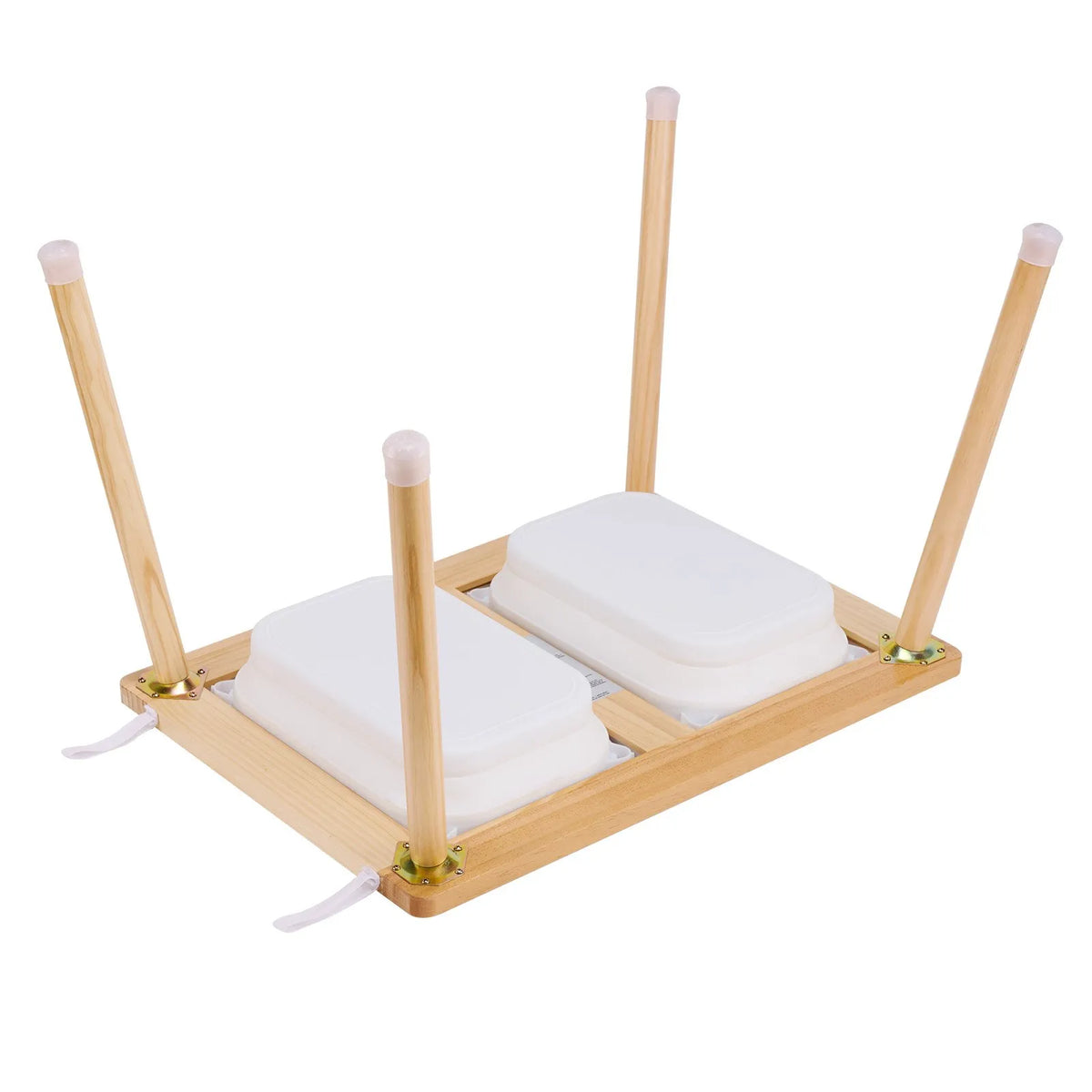 VEVOR puidust sensoorne laud lastele 2 tabureti, 2 hoiukasti ja paberirulli hoidjaga, 81,5 × 60 cm
