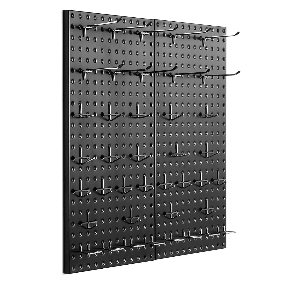 VEVOR metāla perforēto sienas paneļu komplekts, 2 paneļi 610 × 305 mm, lieljaudas tērauda Pegboard sienas organizators ar piederumiem instrumentu un mantu uzglabāšanai, garāžai, darbnīcai, birojam, amatniecības telpai, virtuvei un mājai, melns