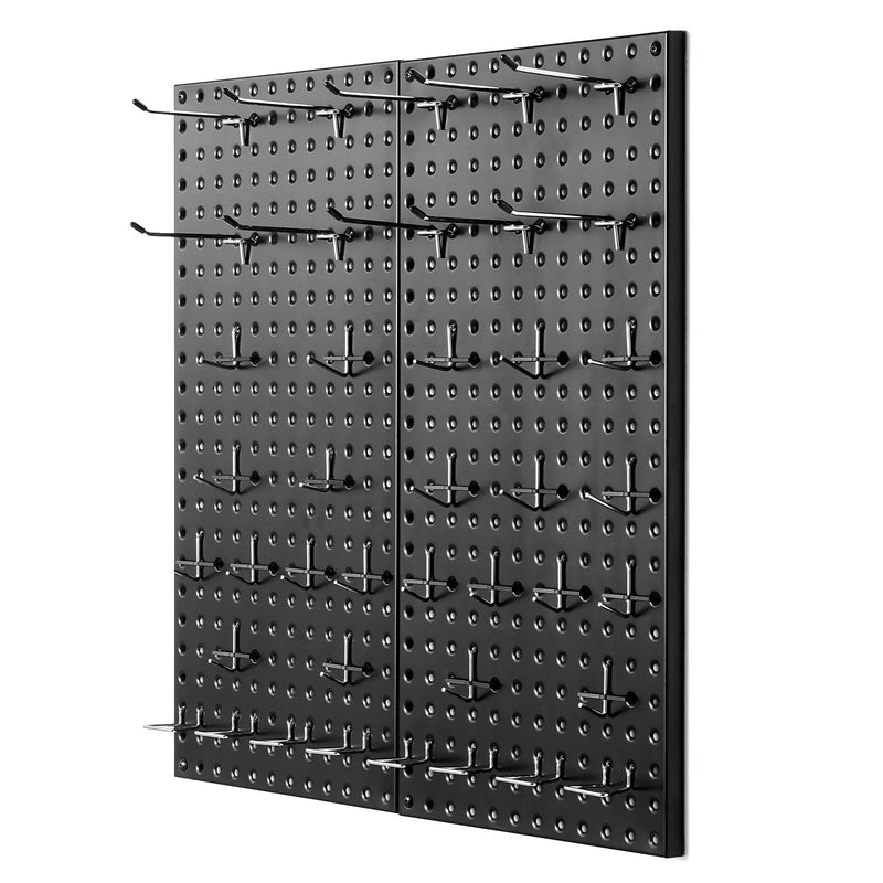 VEVOR metāla perforēto sienas paneļu komplekts, 2 paneļi 610 × 305 mm, lieljaudas tērauda Pegboard sienas organizators ar piederumiem instrumentu un mantu uzglabāšanai, garāžai, darbnīcai, birojam, amatniecības telpai, virtuvei un mājai, melns