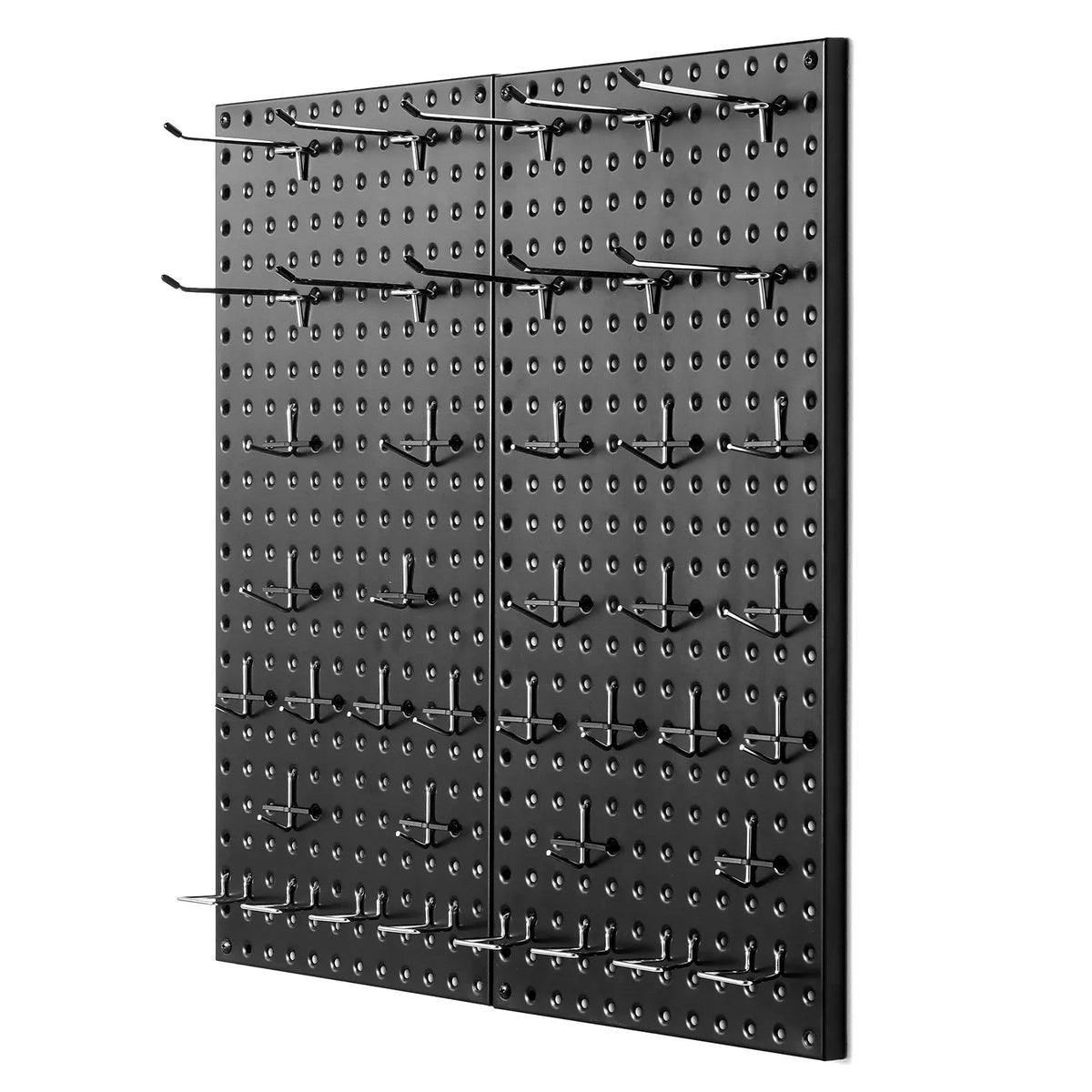 VEVOR metāla perforēto sienas paneļu komplekts, 2 paneļi 610 × 305 mm, lieljaudas tērauda Pegboard sienas organizators ar piederumiem instrumentu un mantu uzglabāšanai, garāžai, darbnīcai, birojam, amatniecības telpai, virtuvei un mājai, melns