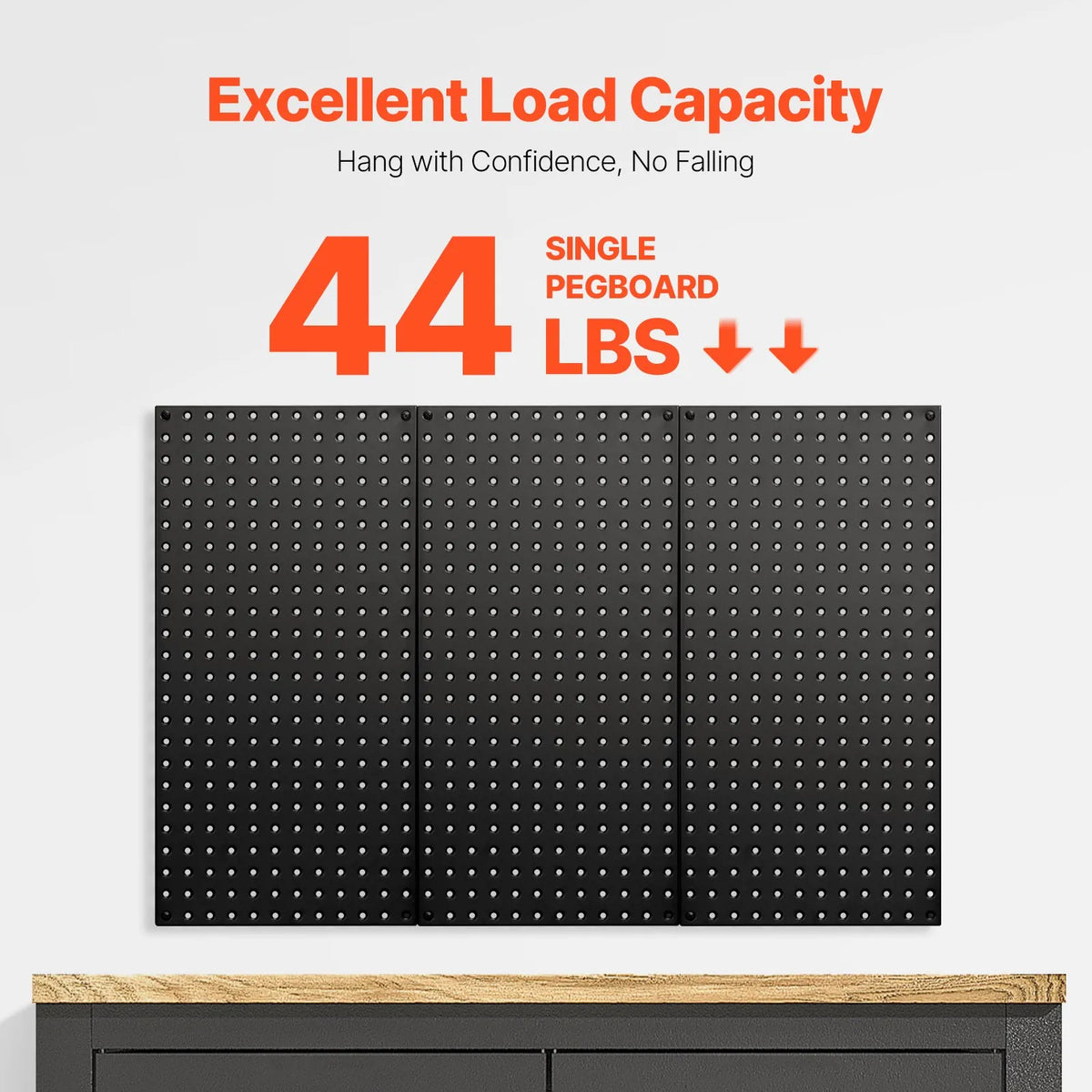VEVOR metāla perforēto sienas paneļu komplekts, 3 paneļi 610 × 305 mm, lieljaudas tērauda Pegboard sienas organizators instrumentu un piederumu uzglabāšanai, garāžai, darbnīcai, birojam, amatniecības telpai, virtuvei un mājai, melns