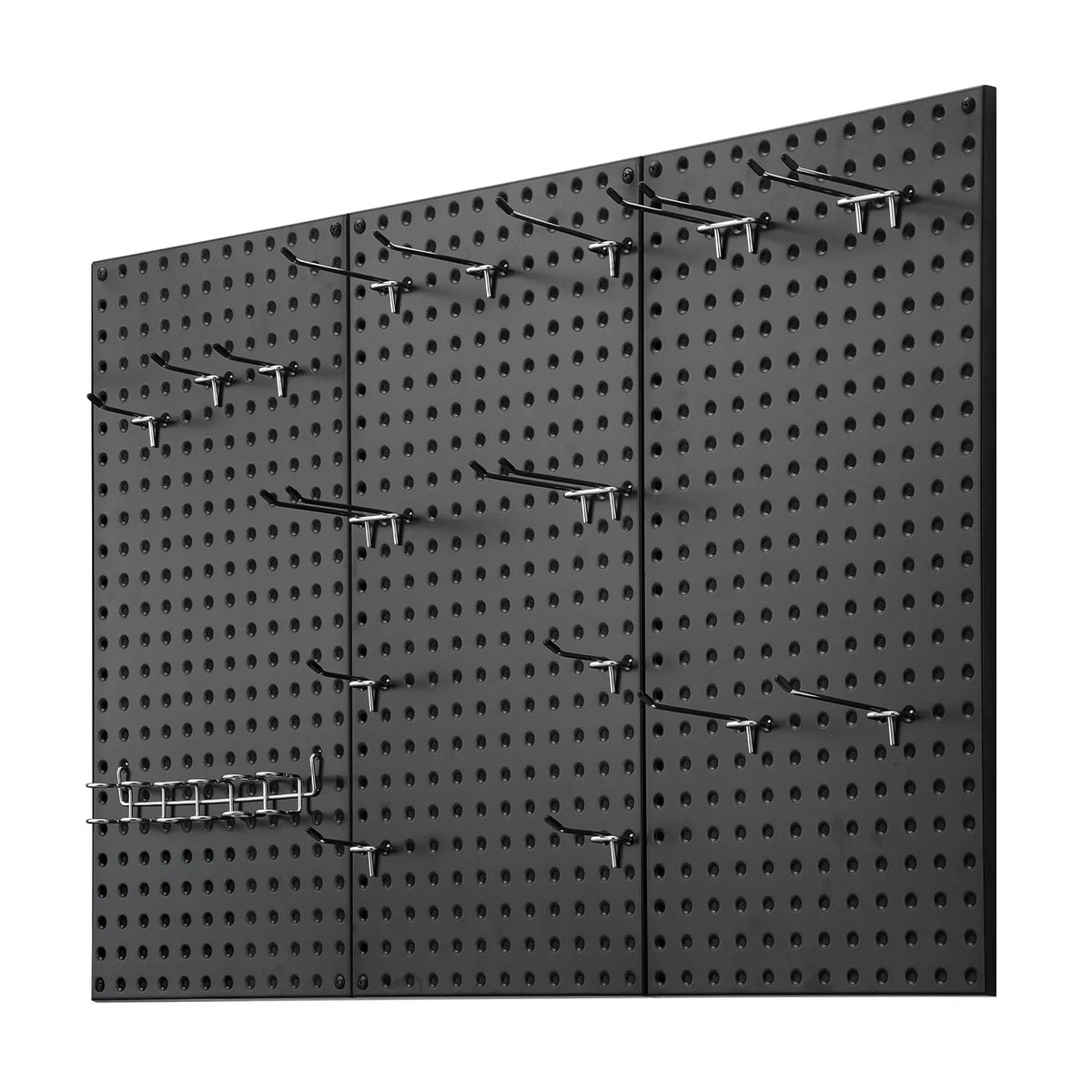 VEVOR metāla perforēto sienas paneļu komplekts, 3 paneļi 610 × 305 mm, lieljaudas tērauda Pegboard sienas organizators instrumentu un piederumu uzglabāšanai, garāžai, darbnīcai, birojam, amatniecības telpai, virtuvei un mājai, melns