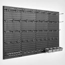 VEVOR metāla perforēto sienas paneļu komplekts, 4 paneļi 610 × 305 mm, lieljaudas tērauda instrumentu organizators ar piederumu komplektu, kopējā kravnesība līdz 79,8 kg, garāžai, darbnīcai, birojam, amatniecības telpai un virtuvei, melns