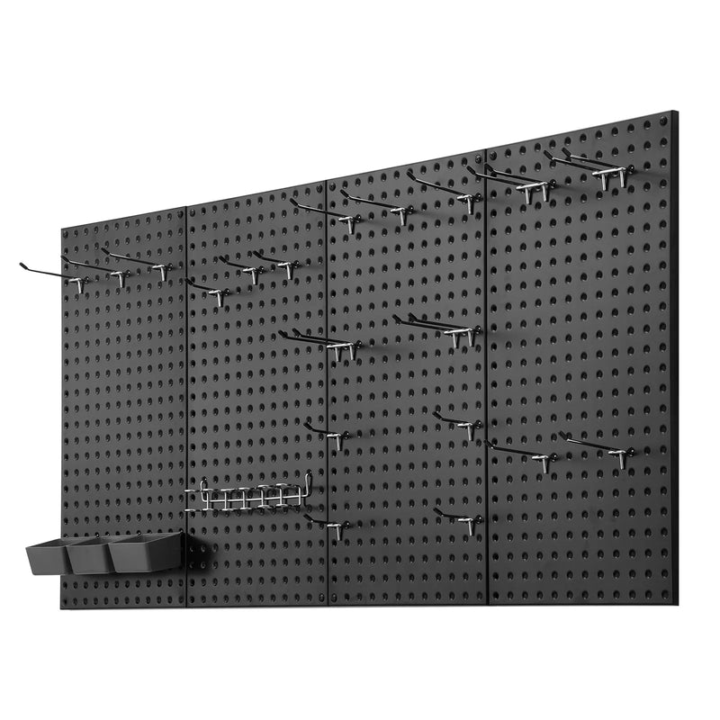 VEVOR metāla perforēto sienas paneļu komplekts, 4 paneļi 610 × 305 mm, lieljaudas tērauda Pegboard sienas organizators instrumentu un piederumu uzglabāšanai, garāžai, darbnīcai, birojam, amatniecības telpai, virtuvei un mājai, melns