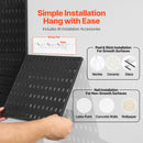 VEVOR plastmasas Pegboard sienas organizatora komplekts, 4 paneļi 280 × 280 mm, perforēto paneļu sistēma ar piederumiem instrumentu un sadzīves priekšmetu uzglabāšanai, garāžai, virtuvei, viesistabai, amatniecības telpai, birojam un vannasistabai, melna