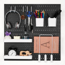 VEVOR plastmasas Pegboard sienas organizatora komplekts, 4 paneļi 280 × 280 mm, perforēto paneļu sistēma ar piederumiem instrumentu un sadzīves priekšmetu uzglabāšanai, garāžai, virtuvei, viesistabai, amatniecības telpai, birojam un vannasistabai, melna