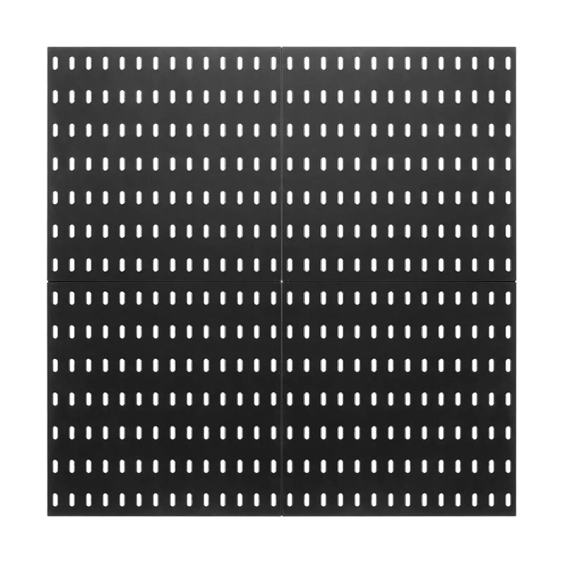 VEVOR plastmasas Pegboard sienas organizatora komplekts, 4 paneļi 280 × 280 mm, perforēto paneļu sistēma ar piederumiem instrumentu un sadzīves priekšmetu uzglabāšanai, garāžai, virtuvei, viesistabai, amatniecības telpai, birojam un vannasistabai, melna