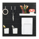 VEVOR plastmasas Pegboard sienas organizatora komplekts, 4 paneļi 280 × 280 mm, perforēto paneļu sistēma ar piederumiem instrumentu un sadzīves priekšmetu uzglabāšanai, garāžai, virtuvei, viesistabai, amatniecības telpai, birojam un vannasistabai, melna