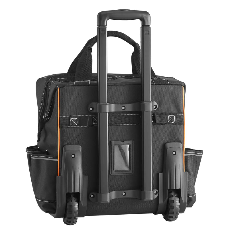 VEVOR instrumentu soma ar riteņiem, kravnesība līdz 50 kg, 25 kabatas, izturīga instrumentu soma uz riteņiem ar regulējamu teleskopisko rokturi un stabilu pamatni, instrumentu organizators celtniecībai un mehāniķiem - ZEMLETES.LV