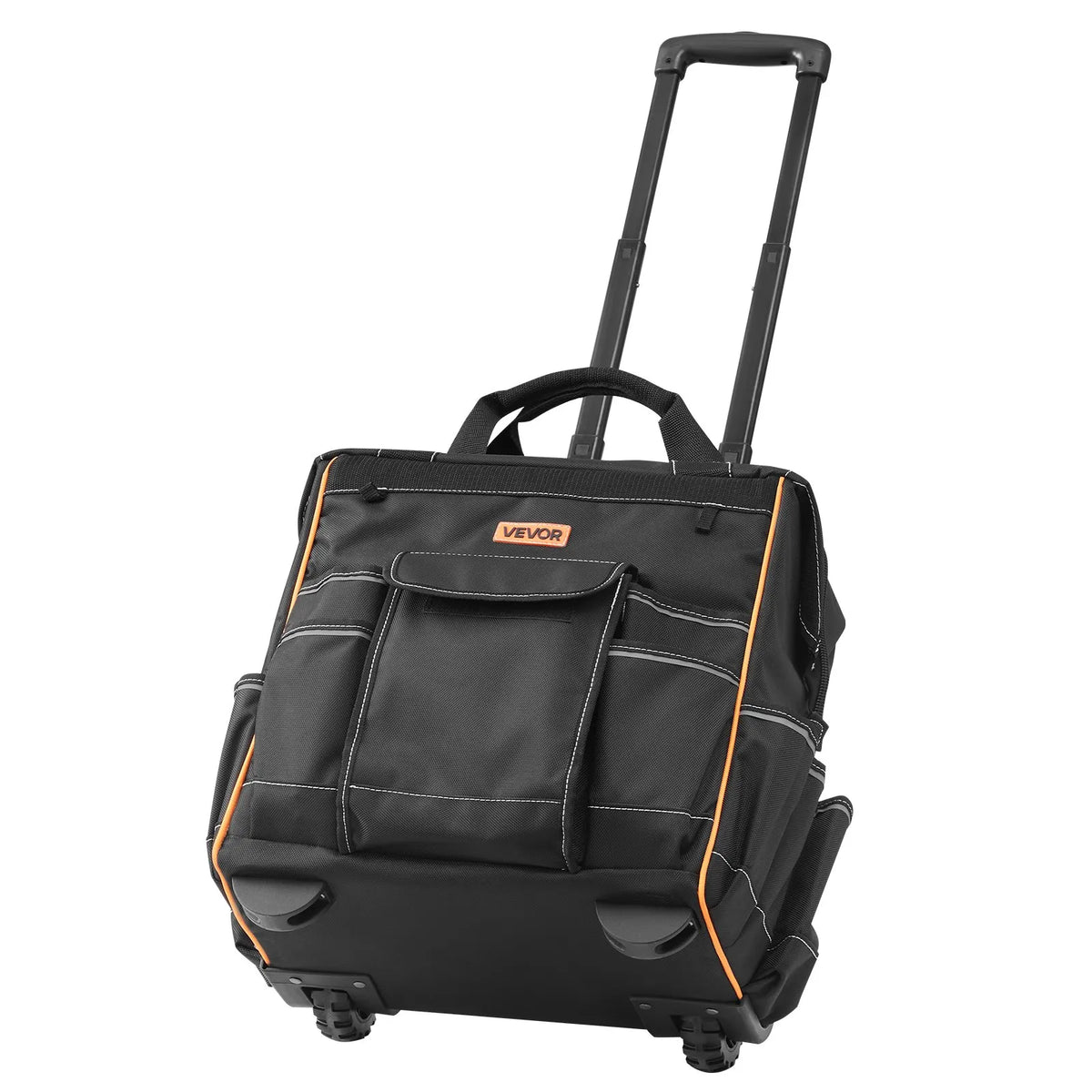 VEVOR instrumentu soma ar riteņiem, kravnesība līdz 50 kg, 25 kabatas, izturīga instrumentu soma uz riteņiem ar regulējamu teleskopisko rokturi un stabilu pamatni, instrumentu organizators celtniecībai un mehāniķiem - ZEMLETES.LV
