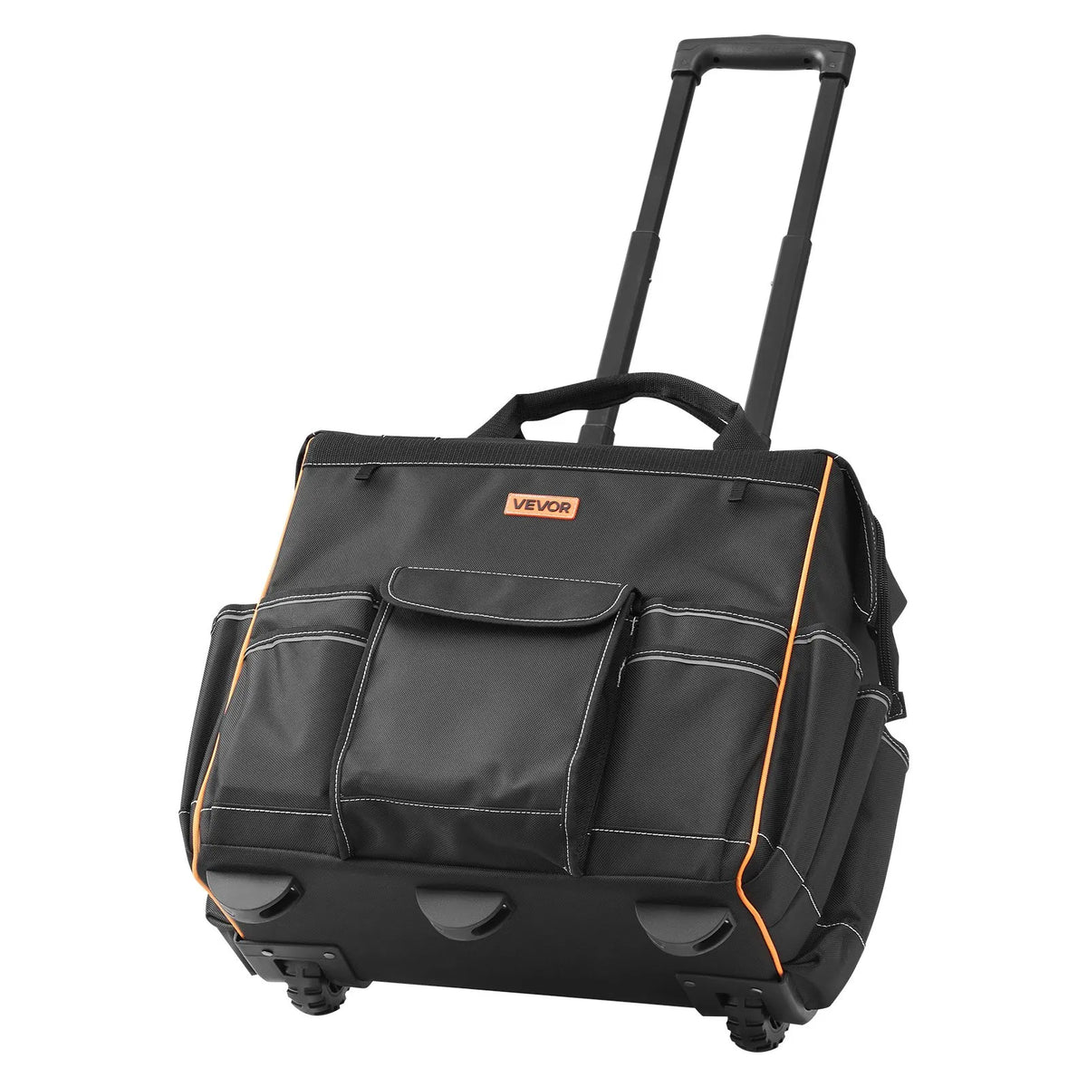 VEVOR instrumentu soma ar riteņiem, kravnesība līdz 50 kg, 25 kabatas, izturīga instrumentu soma uz riteņiem ar regulējamu teleskopisko rokturi un stabilu pamatni, instrumentu organizators elektriķiem un celtniecībai - ZEMLETES.LV