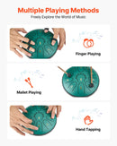 VEVOR Tērauda mēles bungas 16,5 cm ar 11 notīm D mažorā, lietus bungas dārzam ar notīm un vālītēm, zaļas