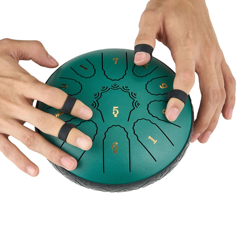 VEVOR Tērauda mēles bungas 16,5 cm ar 11 notīm D mažorā, lietus bungas dārzam ar notīm un vālītēm, zaļas