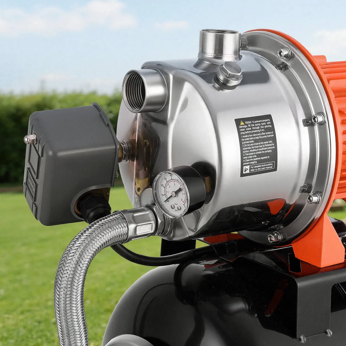 VEVOR 1,6 ZS seklās akas ūdens sūknis ar 19 l spiediena tvertni, 5000 l/h, 230 V