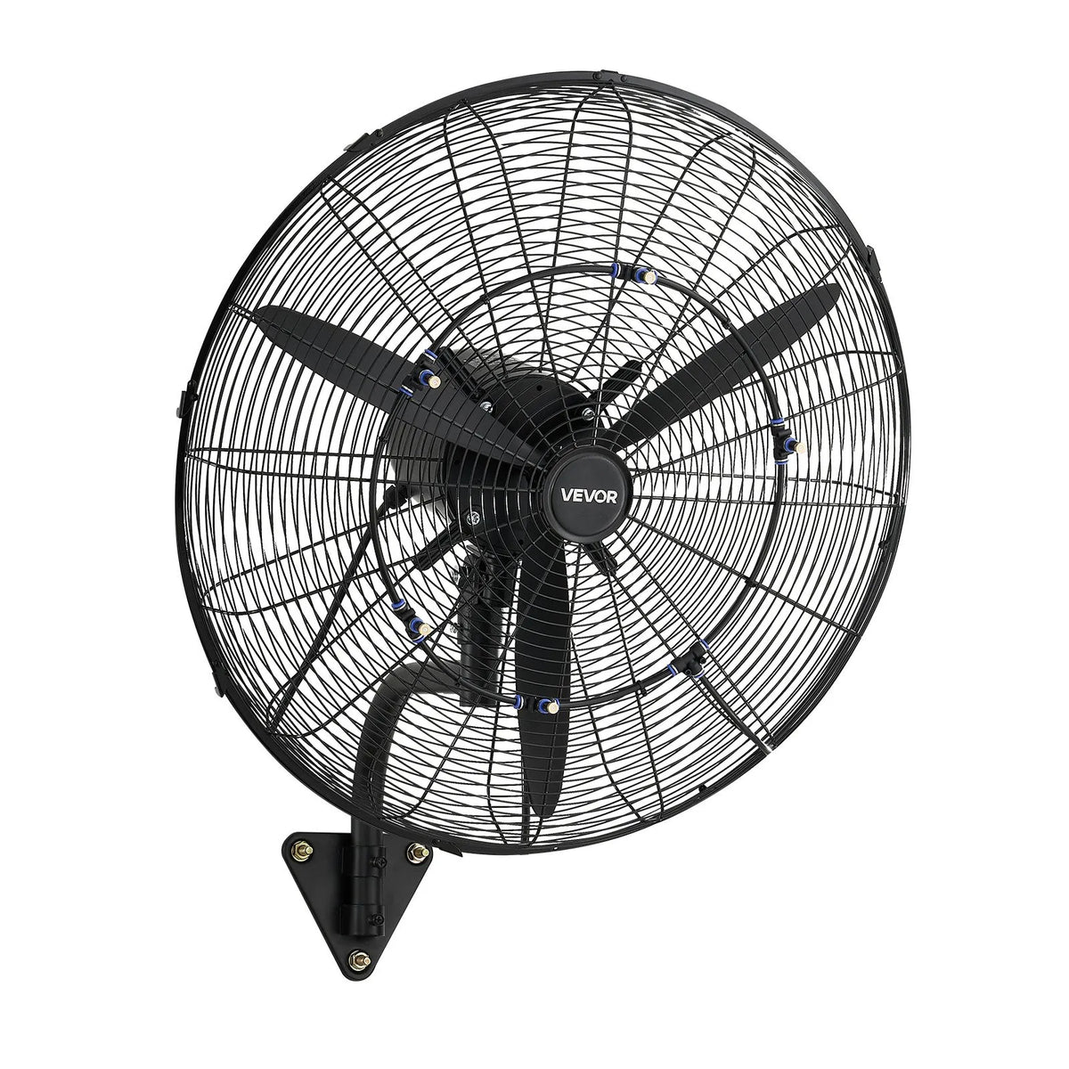 VEVOR Wall Fan 610 mm, Wall-Mounted Oscillating Fan with Misting Function, IP44 Waterproof Rating, 3 Speed Settings, Powerful Airflow, Mechanical Control, for Industrial, Commercial, Garage and Workshop Use