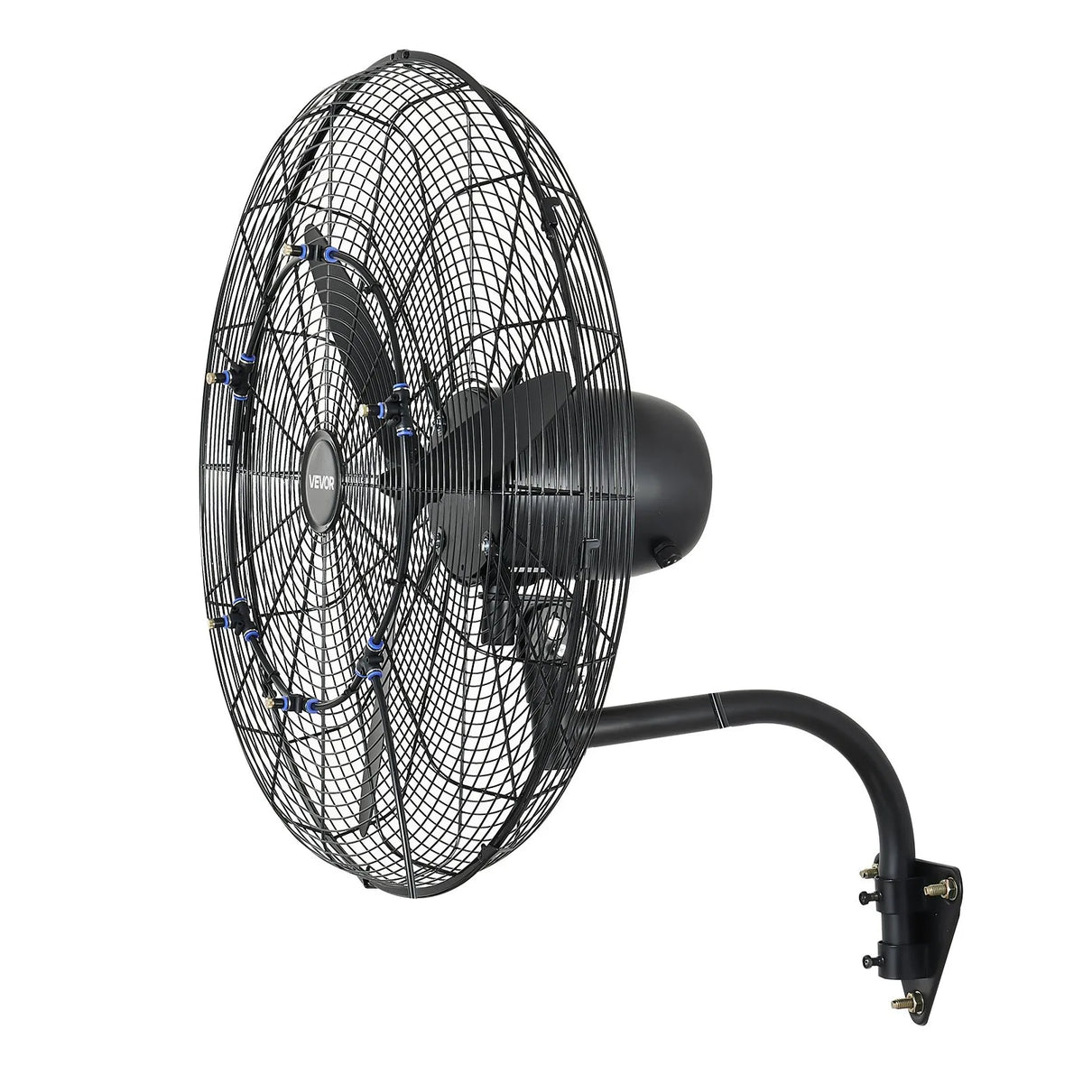 VEVOR Wall Fan 610 mm, Wall-Mounted Oscillating Fan with Misting Function, IP44 Waterproof Rating, 3 Speed Settings, Powerful Airflow, Mechanical Control, for Industrial, Commercial, Garage and Workshop Use