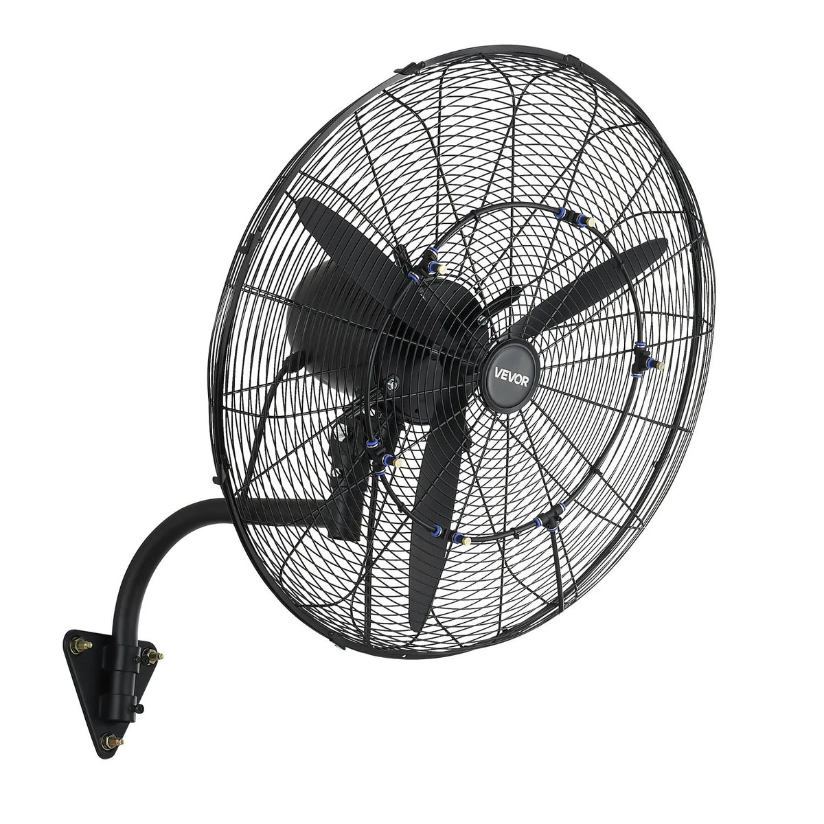 VEVOR Wall Fan 610 mm, Wall-Mounted Oscillating Fan with Misting Function, IP44 Waterproof Rating, 3 Speed Settings, Powerful Airflow, Mechanical Control, for Industrial, Commercial, Garage and Workshop Use