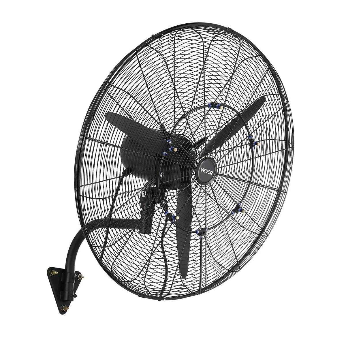 VEVOR Wall Fan 760 mm, Wall-Mounted Hanging Fan with Oscillation and Misting, IP44 Protection, 3 Speeds, Powerful Airflow, Mechanical Control, Long Air Throw Distance, for Garage, Workshop and Gym