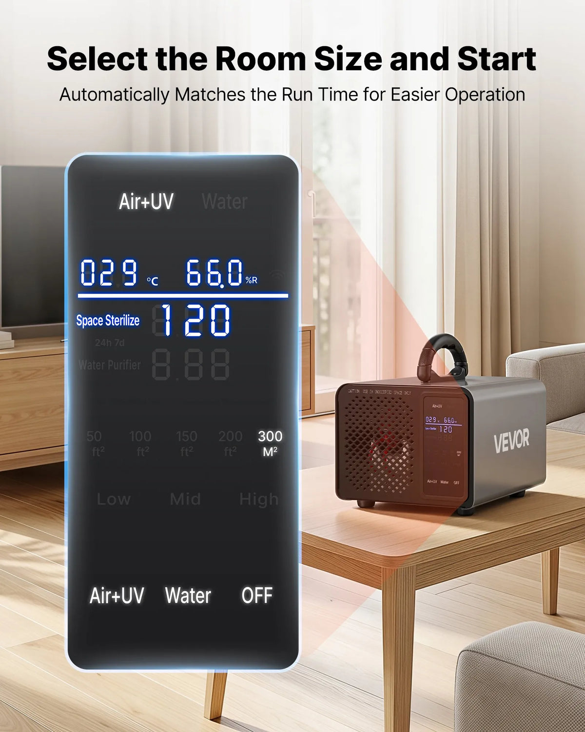 VEVOR Ozone Generator 36,000 mg/h, Commercial Ozone Machine with 15s Delayed Start, Zone-Based Timer and LCD Touch Screen, Industrial Odour Neutraliser for Cars, Smoke and Home, up to 300 m²