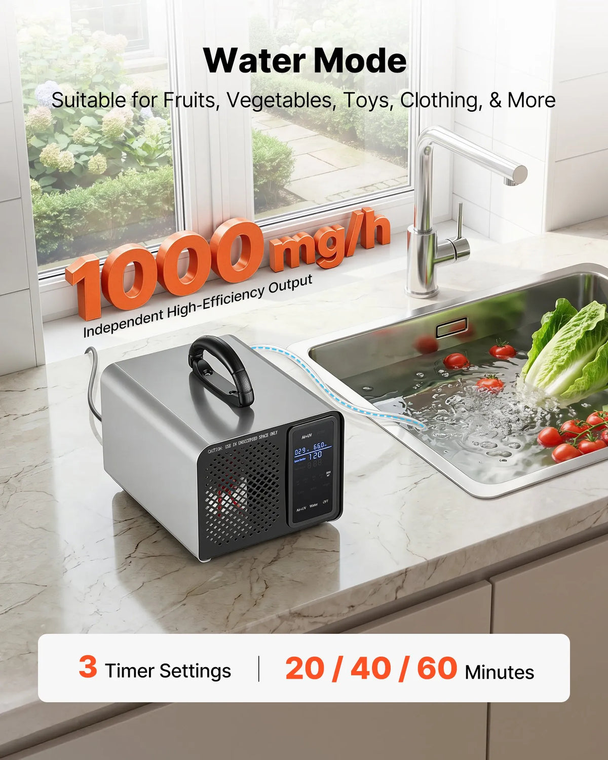 VEVOR Ozone Generator 36,000 mg/h, Commercial Ozone Machine with 15s Delayed Start, Zone-Based Timer and LCD Touch Screen, Industrial Odour Neutraliser for Cars, Smoke and Home, up to 300 m²