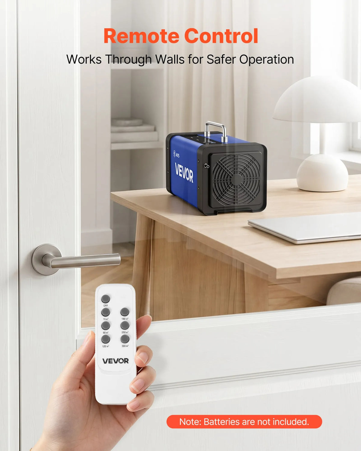 VEVOR Ozone Generator 45,000 mg/h, Commercial Ozone Machine with 15s Delayed Start, Dual Outlet Water Mode and LCD Touch Screen, Industrial Odour Neutraliser for Cars, Smoke and Home, up to 350 m²