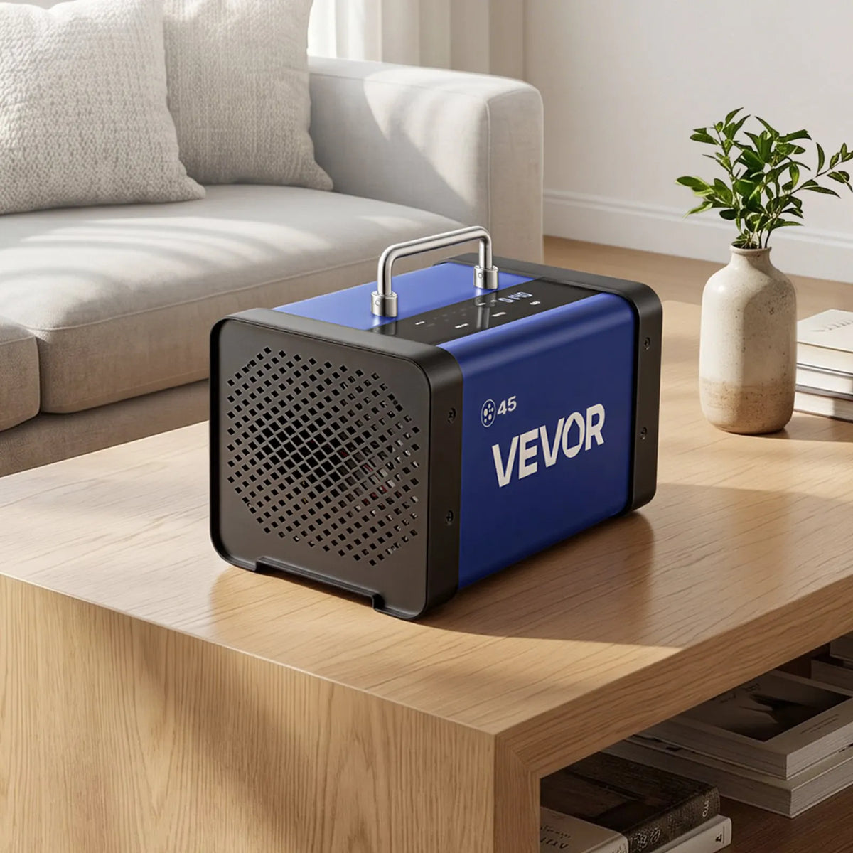 VEVOR Ozone Generator 45,000 mg/h, Commercial Ozone Machine with 15s Delayed Start, Dual Outlet Water Mode and LCD Touch Screen, Industrial Odour Neutraliser for Cars, Smoke and Home, up to 350 m²
