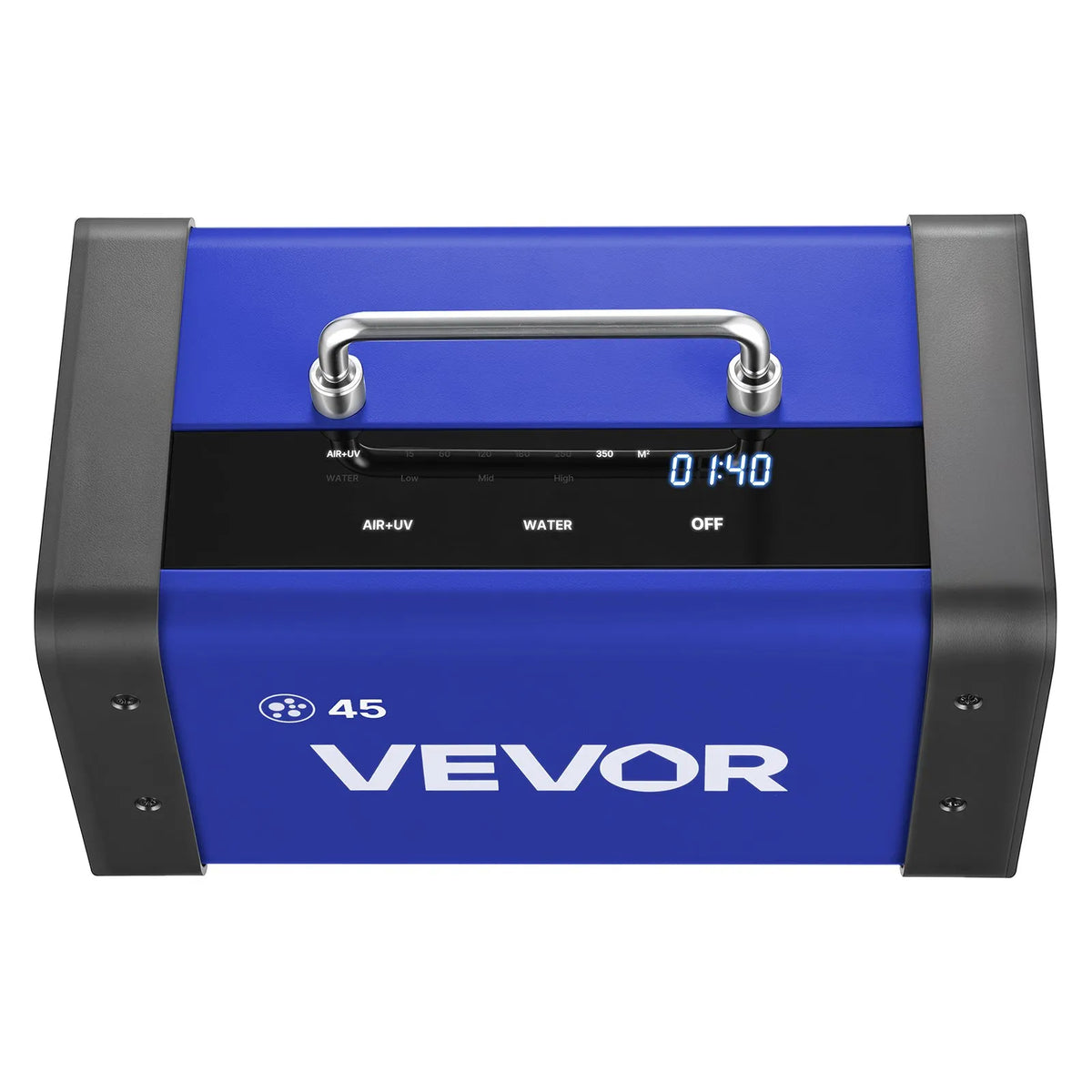 VEVOR Ozone Generator 45,000 mg/h, Commercial Ozone Machine with 15s Delayed Start, Dual Outlet Water Mode and LCD Touch Screen, Industrial Odour Neutraliser for Cars, Smoke and Home, up to 350 m²