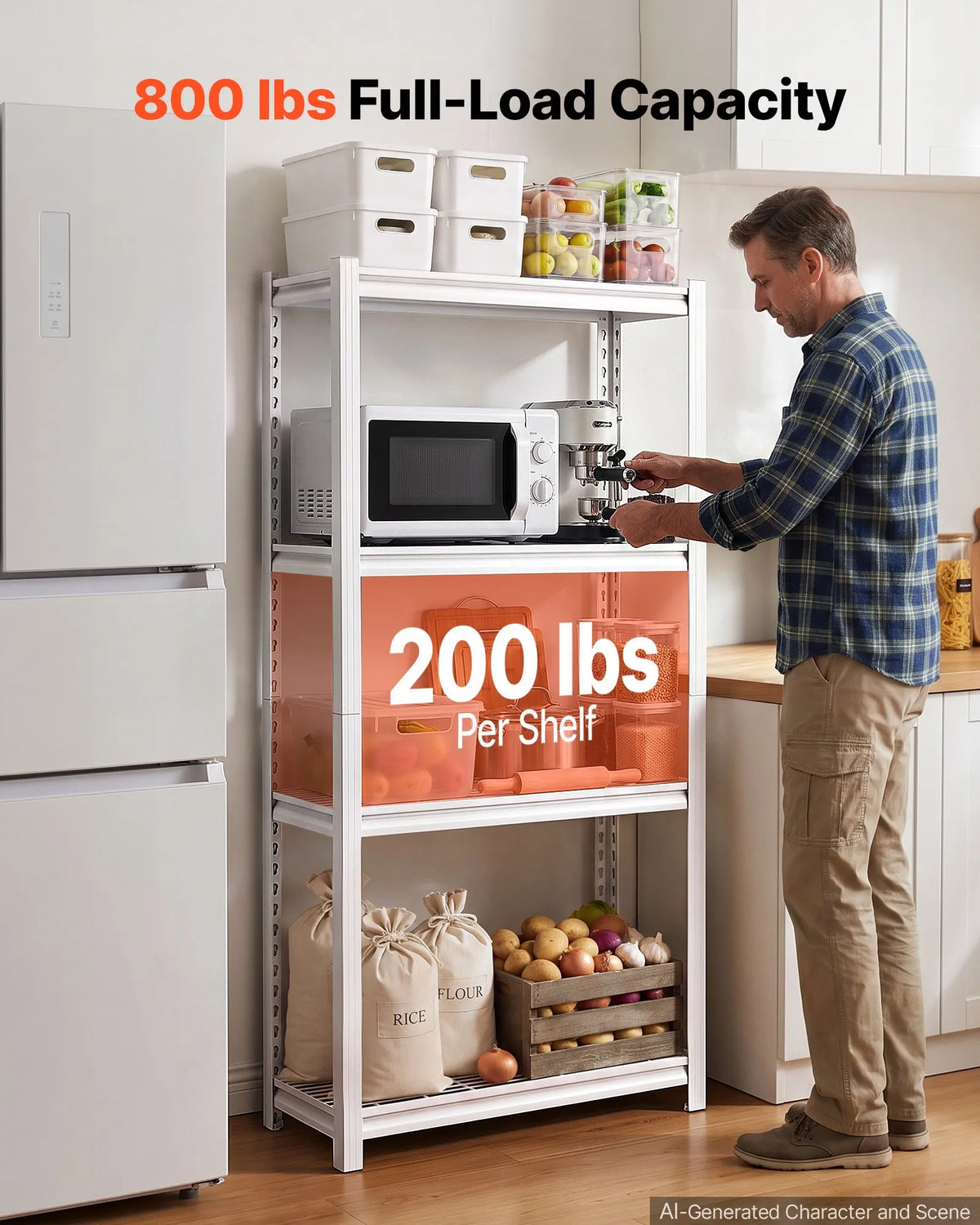 VEVOR 4 līmeņu metāla uzglabāšanas plaukts ar riteņiem 362,9 kg