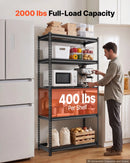VEVOR 5 līmeņu metāla uzglabāšanas plaukts 907,2 kg ar regulējamiem režģa plauktiem