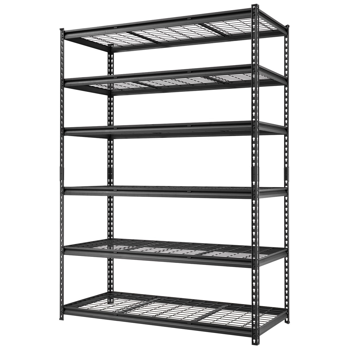 VEVOR 6 līmeņu metāla uzglabāšanas plaukts ar 1633 kg kopējo slodzi, 140 × 61,2 × 195,8 cm, regulējamiem plauktiem garāžai, noliktavai, pagrabam un virtuvei