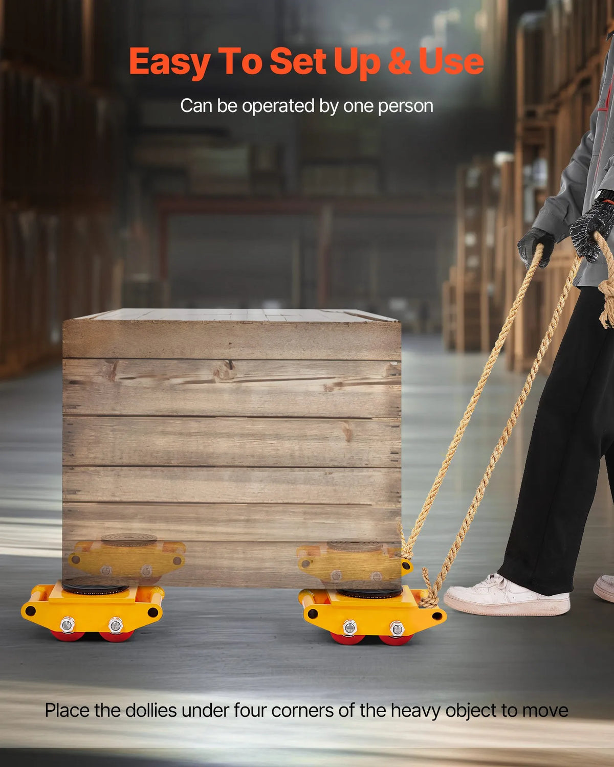VEVOR mašīnu pārvietošanas platformu komplekts 8000 kg ar 4 PU riteņiem un 360° rotējošu neslīdošu balstu, industriālai lietošanai noliktavā, darbnīcā un rūpnīcā - ZEMLETES.LV