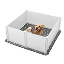 VEVOR suņu dzemdību kaste, 1524 × 1524 × 610 mm, PVC plastmasas kucēnu manēža ar regulējama augstuma durvīm un mazgājamu paklājiņu, pret deformāciju izturīga iekštelpām, īpaši lielu šķirņu suņiem, pienbalta krāsa - ZEMLETES.LV