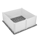 VEVOR suņu dzemdību kaste, 1524 × 1524 × 610 mm, PVC plastmasas kucēnu manēža ar regulējama augstuma durvīm un mazgājamu paklājiņu, pret deformāciju izturīga iekštelpām, īpaši lielu šķirņu suņiem, pienbalta krāsa - ZEMLETES.LV