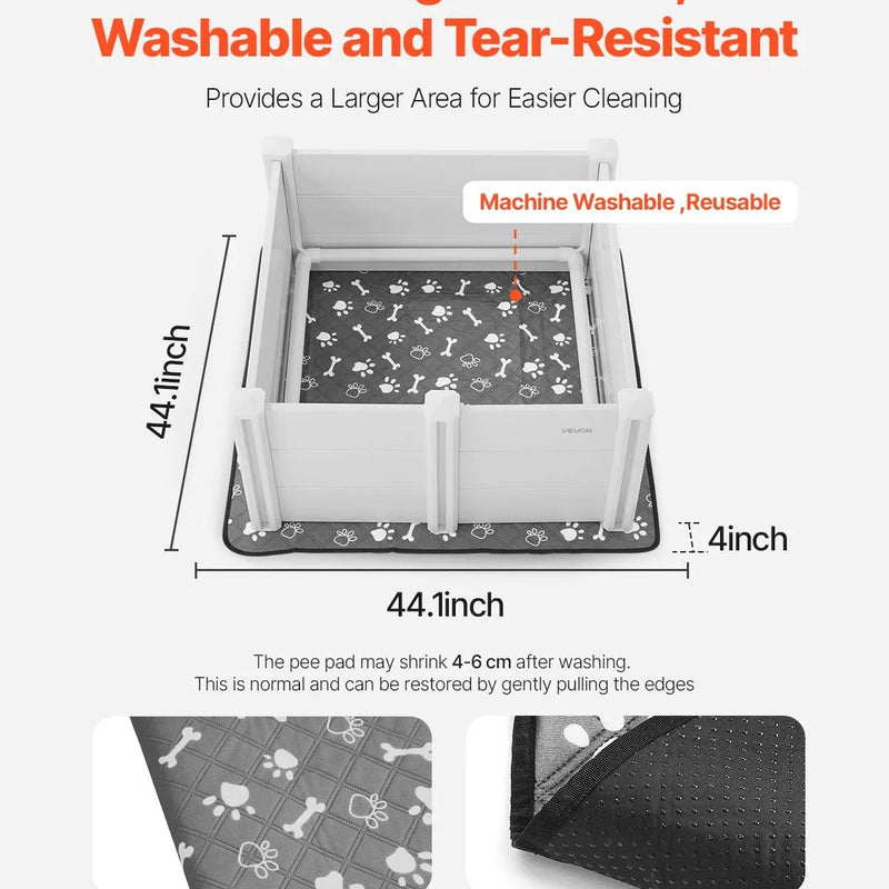 VEVOR suņu dzemdību kaste, 980 × 980 × 460 mm, PVC plastmasas kucēnu manēža ar regulējama augstuma durvīm un mazgājamu paklājiņu, pret deformāciju izturīga iekštelpām, vidēja izmēra suņiem, pienbalta krāsa - ZEMLETES.LV