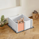 VEVOR suņu dzemdību kaste, 980 × 980 × 460 mm, PVC plastmasas kucēnu manēža ar regulējama augstuma durvīm un mazgājamu paklājiņu, pret deformāciju izturīga iekštelpām, vidēja izmēra suņiem, pienbalta krāsa - ZEMLETES.LV
