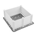 VEVOR suņu dzemdību kaste, 980 × 980 × 460 mm, PVC plastmasas kucēnu manēža ar regulējama augstuma durvīm un mazgājamu paklājiņu, pret deformāciju izturīga iekštelpām, vidēja izmēra suņiem, pienbalta krāsa - ZEMLETES.LV