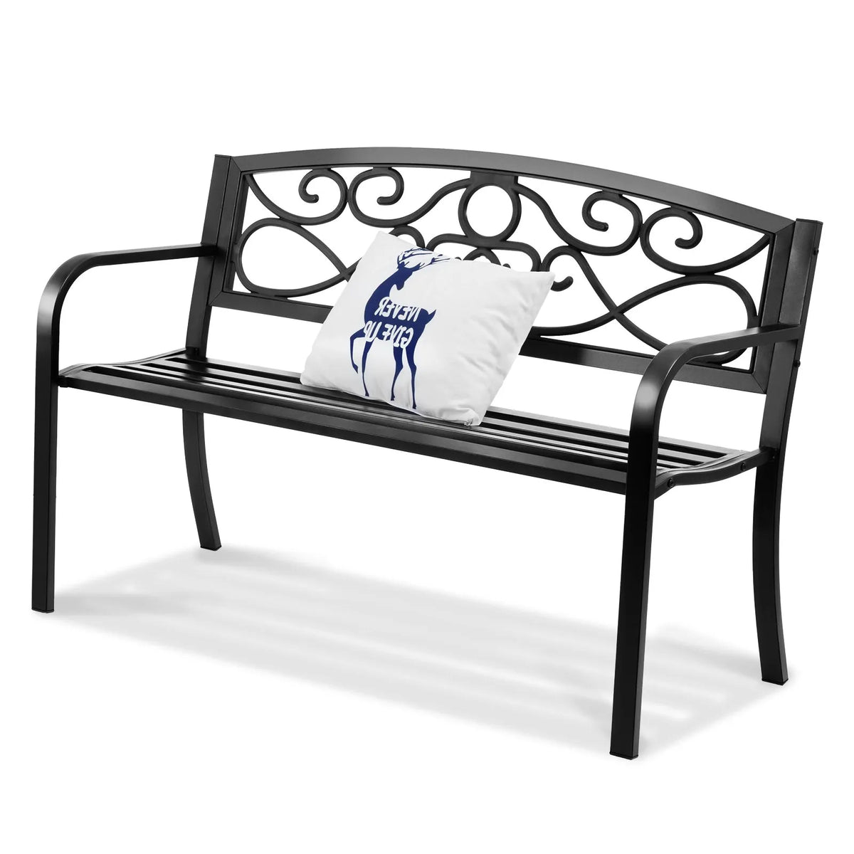 VEVOR 127 cm metallist väliaia aiapink seljatoe ja käetugedega, kandevõime kuni 250 kg, pink aeda, parki, õuele ja terrassile