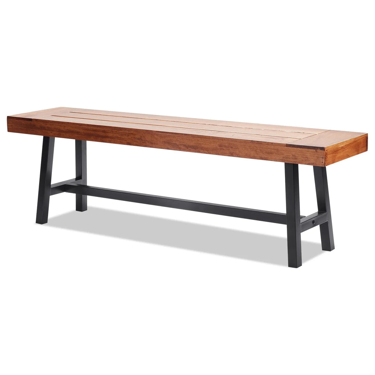 VEVOR 160 cm Wooden Garden Bench with Metal Legs for Outdoor Use, Load Capacity up to 227 kg, Park and Patio Bench for Garden, Yard and Veranda