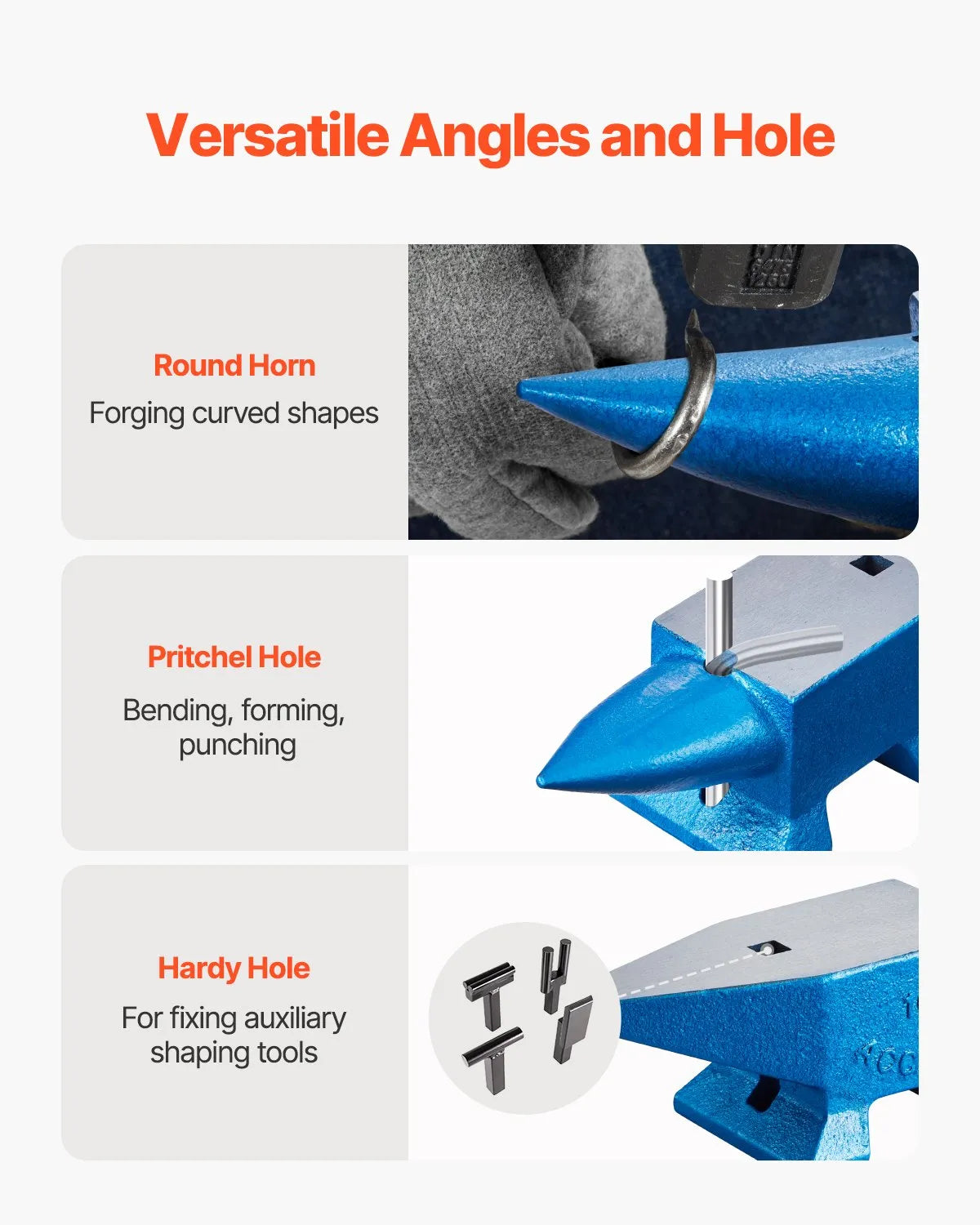 VEVOR Unicorn Steel Anvil 10 kg with Round and Square Hole for Metalworking and Forging