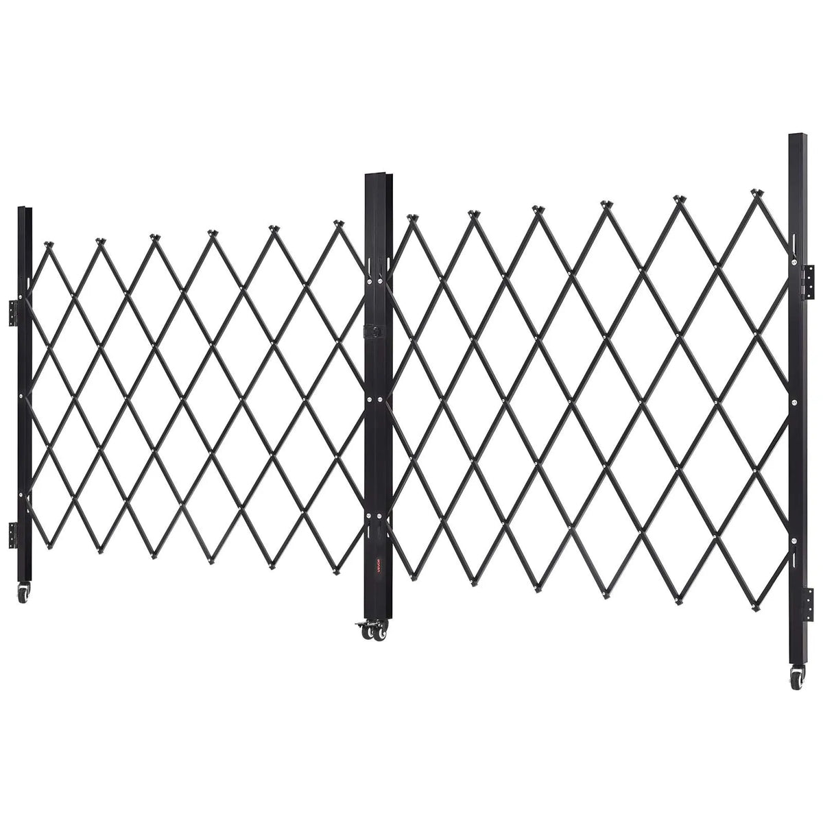 VEVOR dubultie salokāmie drošības vārti 320 × 160,5 cm, tērauda akordeona tipa paplašināmi drošības vārti ar 360° rotējošiem ritentiņiem un slēdzamu mehānismu - ZEMLETES.LV