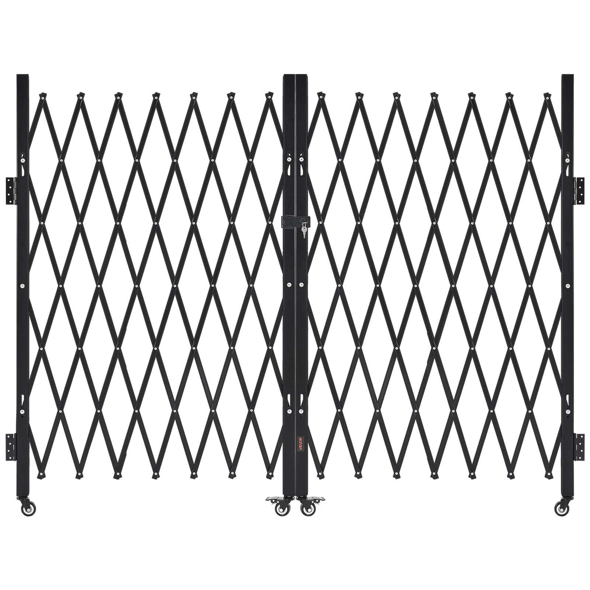 VEVOR dubultie salokāmie drošības vārti 330 × 160,5 cm, tērauda akordeona tipa paplašināmi drošības vārti ar 360° rotējošiem ritentiņiem un slēdzamu mehānismu - ZEMLETES.LV