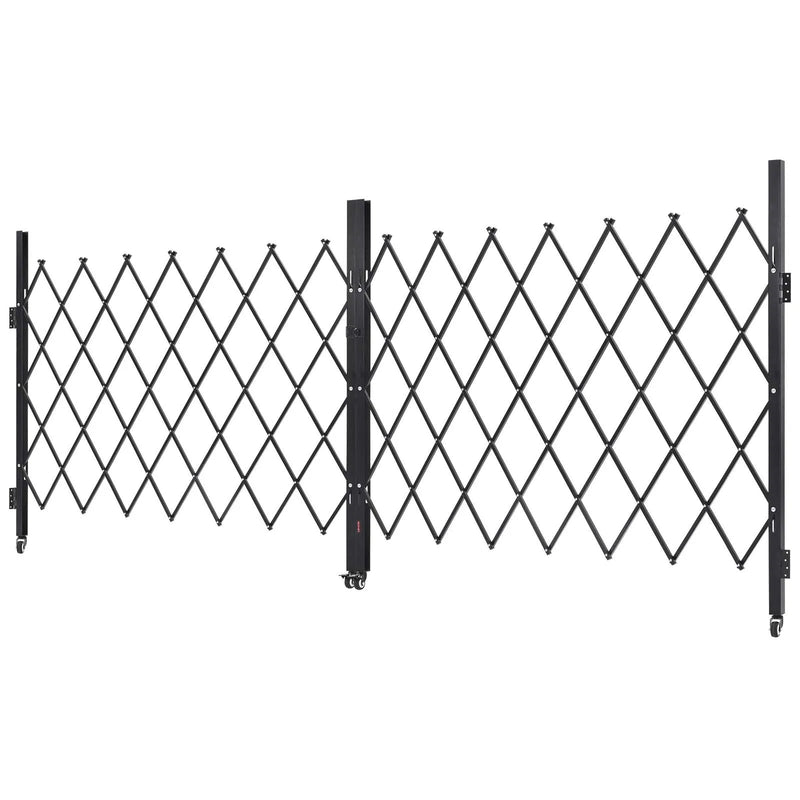 VEVOR dubultie salokāmie drošības vārti 370 × 160,5 cm, tērauda akordeona tipa paplašināmi drošības vārti ar 360° rotējošiem ritentiņiem un slēdzamu mehānismu - ZEMLETES.LV