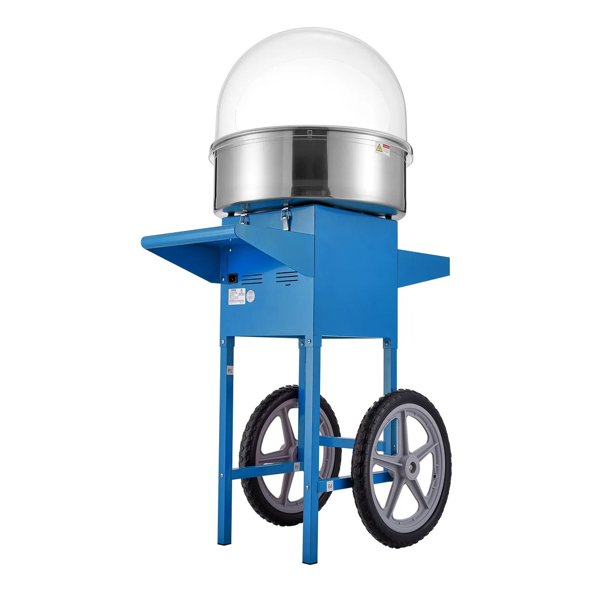 VEVOR Candy Floss Machine 1000 W with Trolley, Cover, Stainless Steel Bowl and Drawer, Blue