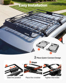 VEVOR jumta bagāžas grozs 1168 × 914 × 102 mm, salokāms smagas slodzes jumta bagāžas turētājs, kravnesība 90,72 kg, visiem laikapstākļiem piemērots, viegli uzstādāms, universāls SUV un kravas automašīnām