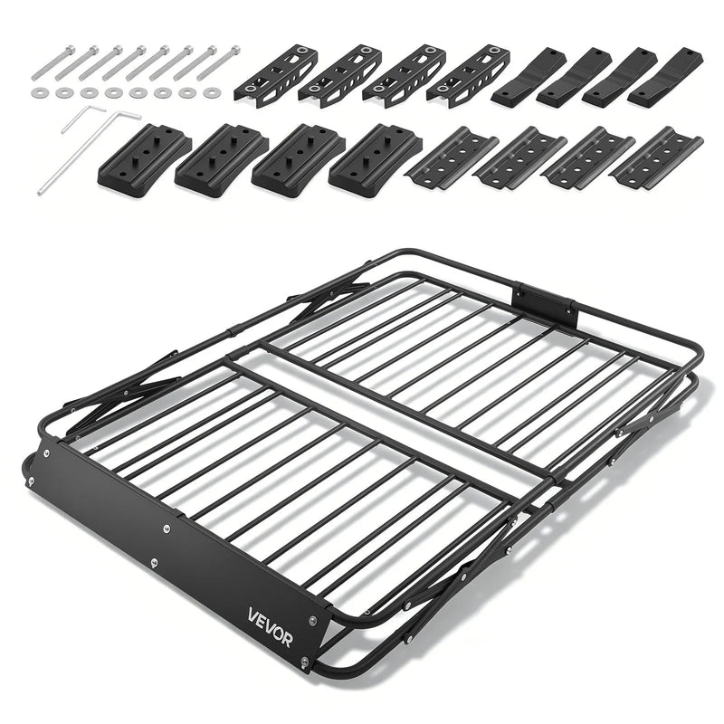 VEVOR jumta bagāžas grozs 1168 × 914 × 102 mm, salokāms smagas slodzes jumta bagāžas turētājs, kravnesība 90,72 kg, visiem laikapstākļiem piemērots, viegli uzstādāms, universāls SUV un kravas automašīnām