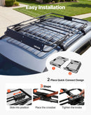 VEVOR jumta bagāžas grozs 1295 × 914 × 102 mm, salokāms smagas slodzes jumta bagāžas turētājs, kravnesība 90,72 kg, visiem laikapstākļiem piemērots, viegli uzstādāms, universāls SUV un kravas automašīnām