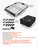 VEVOR jumta bagāžas grozs 1295 × 914 × 102 mm, salokāms smagas slodzes jumta bagāžas turētājs, kravnesība 90,72 kg, visiem laikapstākļiem piemērots, viegli uzstādāms, universāls SUV un kravas automašīnām