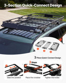 VEVOR jumta bagāžas grozs 1626 × 990 × 102 mm, salokāms smagas slodzes jumta bagāžas turētājs, kravnesība 90,72 kg, visiem laikapstākļiem piemērots, viegli uzstādāms, universāls SUV un kravas automašīnām