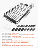 VEVOR jumta bagāžas grozs 1626 × 990 × 102 mm, salokāms smagas slodzes jumta bagāžas turētājs, kravnesība 90,72 kg, visiem laikapstākļiem piemērots, viegli uzstādāms, universāls SUV un kravas automašīnām